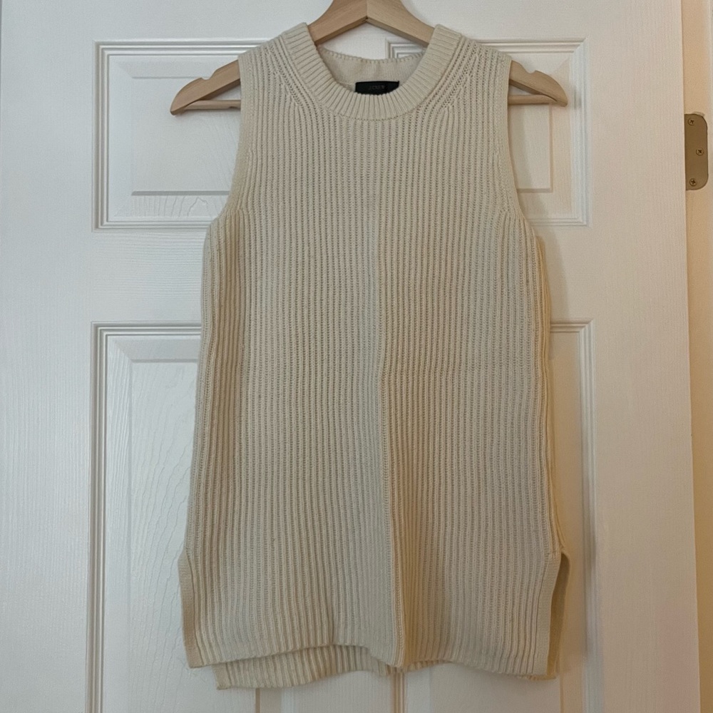 J. Crew scoopneck lightweight wool Jackie sweater vest XXS cream vanilla